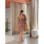 Vestido Maia Estampado Bordo E Amarelo