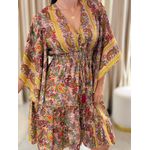 Vestido Maia Estampado Bordo E Amarelo