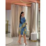 Vestido Maia Estampado Azul E Dourado