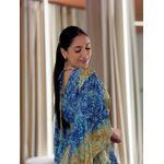 Vestido Maia Estampado Azul E Dourado