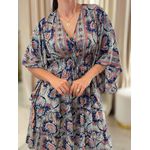 Vestido Maia Estampado Azul E Vermelho