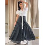 Vestido Daiana Transpassado Preto E Branco Poá 