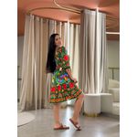 Vestido Marina Estampado Arara Verde E Vermelho