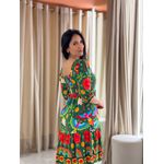 Vestido Marina Estampado Arara Verde E Vermelho