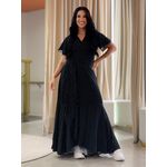 Vestido Daiana Transpassado Preto Poá