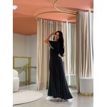 Vestido Daiana Transpassado Preto Poá