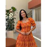 Vestido Angelica Laranja E Bordo