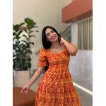 Vestido Angelica Laranja E Bordo