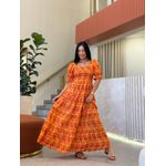 Vestido Angelica Laranja E Bordo