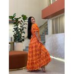 Vestido Angelica Laranja E Bordo