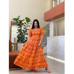Vestido Angelica Laranja E Bordo