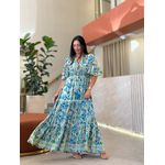 Vestido Milene Verde E Azul