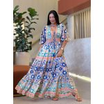 Vestido Milene Azul E Verde