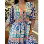 Vestido Milene Azul E Verde