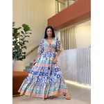 Vestido Milene Azul E Verde
