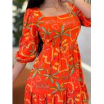 Vestido Marina Estampado Onça Laranja