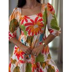 Vestido Marina Estampado Arara Off White