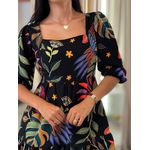 Vestido Marina Estampado Arara Preto