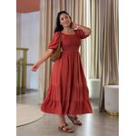 Vestido Flor Liso Terracota