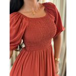 Vestido Flor Liso Terracota