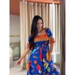 Vestido Paloma Estampado Azul Tucano