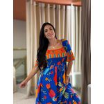 Vestido Paloma Estampado Azul Tucano