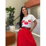 T-shirt Leonora Vermelha E Off White