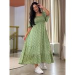 Vestido Maria Flor Verde E Branco