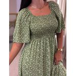 Vestido Maria Flor Verde E Branco