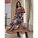 Vestido Paloma Azul E Marsala Floral