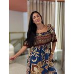 Vestido Paloma Azul E Marsala Floral