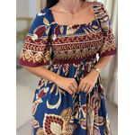 Vestido Paloma Azul E Marsala Floral