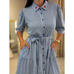 Vestido Laisa Azul E Branco