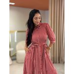 Vestido Laisa Vermelho E Branco