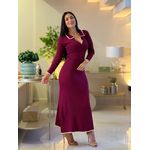Vestido Emily Bordo E Creme