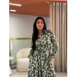 Vestido Carmem Verde Oliva E Off White