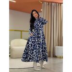 Vestido Carmem Azul Marinho E Off White