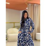 Vestido Carmem Azul Marinho E Off White