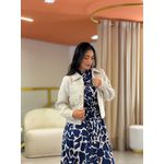 Vestido Carmem Azul Marinho E Off White