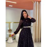Vestido Maia Poá Preto E Branco