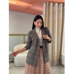 Blazer Rebeca Xadrez Marrom