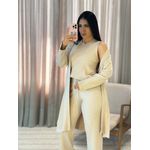 Conjunto Valentina Tricot 3 Peças Creme
