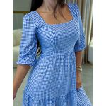 Vestido Marina Xadrez Azul Bic 