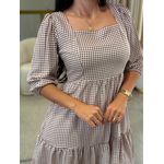Vestido Marina Xadrez Marrom 