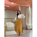 Camisa Cleo Nude E Caramelo