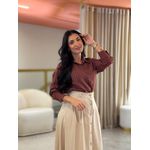 Camisa Cleo Marsala E Marrom