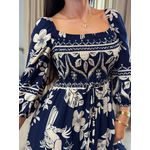 Vestido Paloma Azul Marinho E Branco
