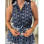 Vestido Flora Azul E Off White