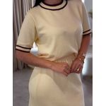 Conjunto Julia Tricot Amarelo e Marrom