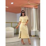 Conjunto Julia Tricot Amarelo e Marrom